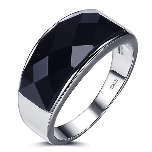 새로운 도착 패션 블랙 크리스탈 925 스털링 실버 남성의 손가락 반지 결혼 남성 보석 도매 아니 페이드 선물