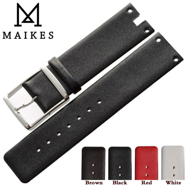 MAIKES- 시계 밴드 스트랩 정품 가죽 블랙 화이트 고품질 케이스, CK 캘빈 클라 K9423101 및 K9423107