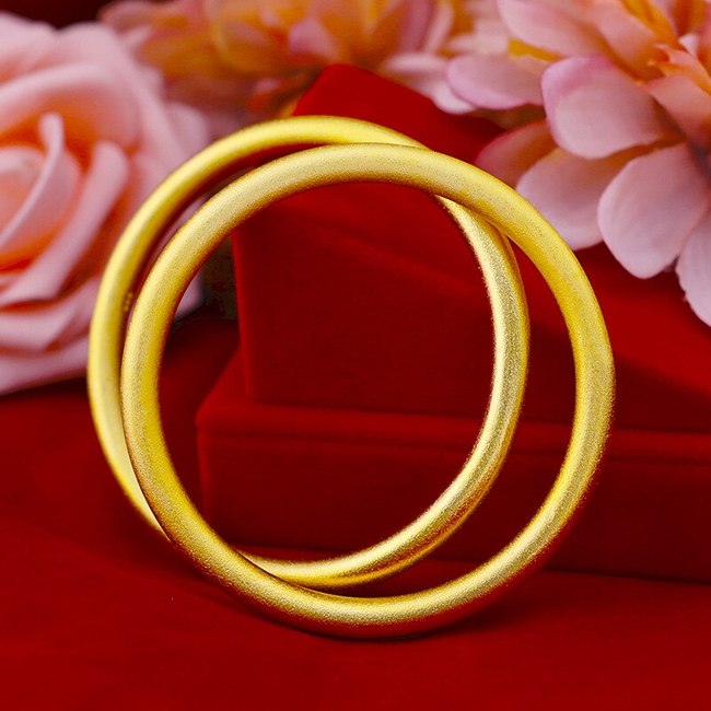 패션 14K 골드 팔찌 여자 신부 웨딩 약혼 6N 매트 세련 옐로우 팔찌, 고급 주얼리 선물