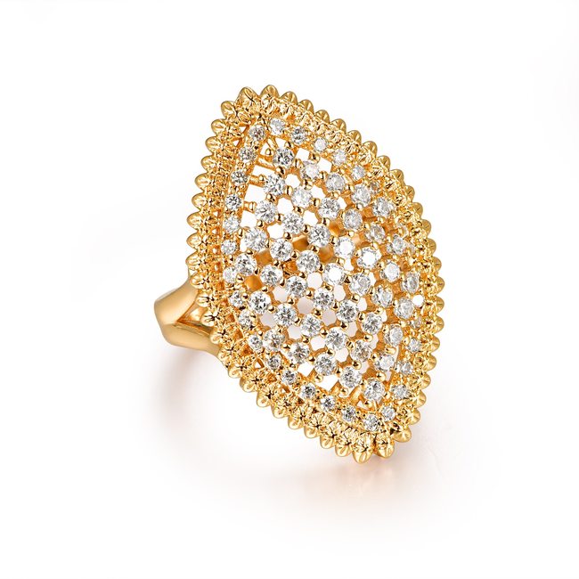 LUALA-여성을 위한  기하학적 할로우 큐빅 지르콘 반지, 파티 패션 화이트 골드 큰 반지 주얼리 선물