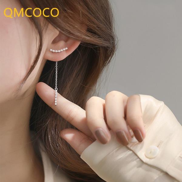 QMCOCO 925실버 스터드 귀걸이 여자을  스타일 트렌드  지르콘 술 신부 보석 선물 알러지 방지