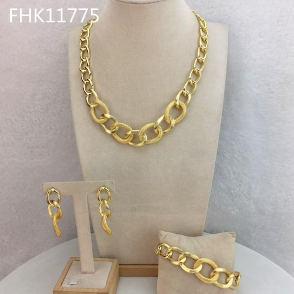 Yuminglai FHK11775 세련  럭셔리 두바이 품질 여자 쥬얼리 컬렉션 브라질 쥬얼리 세트 24K 금도금 보석