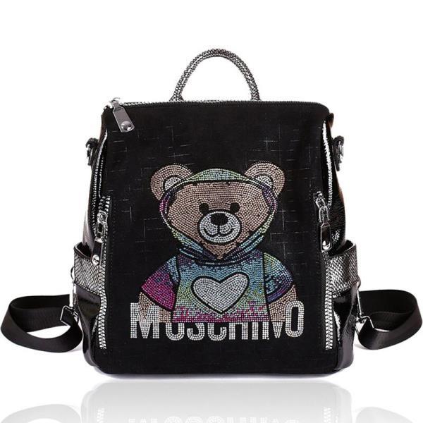 럭셔리  여자 가방 빈티지 라인스톤 곰 숄더백 소녀 학생 학교 가방 고품질 여행 가방 Mochila