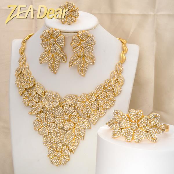 ZEADear-신부 보석 세트 이탈리아어 신부 아프리카 럭셔리 18k 금도금 큐빅 지르콘 여자 결혼식 웨딩