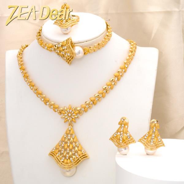 ZEADear 두바이 아프리카 신부 보석 세트 골드 목걸이 팔찌 반지 인도 여자 결혼식 웨딩 파티 선물