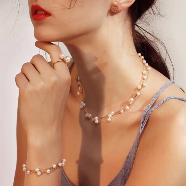 Vintage Imitation Pearl Bridal Jewelry Sets For Classic Gift S441