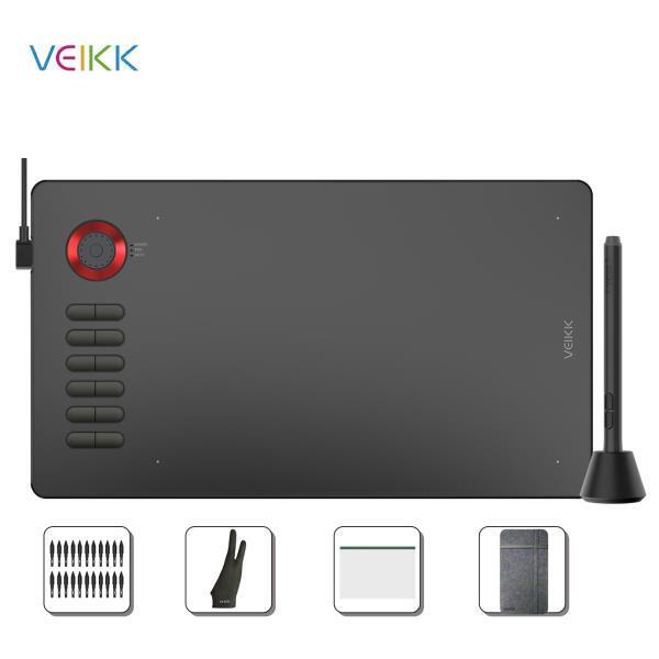 VEIKK A15Pro 디지털 드로잉 태블릿 10x6 인치 그래픽 태블릿 12 키 및 스크롤 휠 8192 레벨 배터리없는 펜