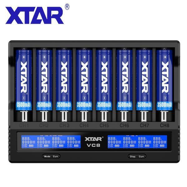 배터리 충전기XTAR VC8 배터리 충전기  최신 LCD 액정 XTAR 충전기 VC8 = VC4  VC4S QC3.0 고속 충전 26650 21700 20700 18650 배터리