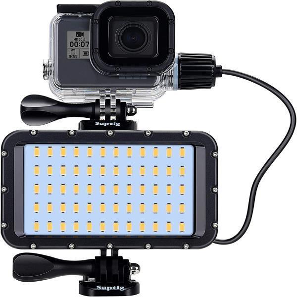 Suptig 60 LED 비디오 라이트 5200mAh 휴대용 충전 배터리 조명 Gopro Hero 9 8 7 YI EKEN dji용 방수 164ft