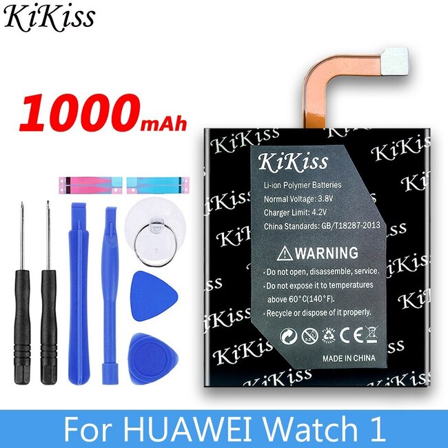 KIKISS-오리지널 교체 배터리 HB442528EBC 화웨이 시계 1 용 워치 충전식 1000MAH