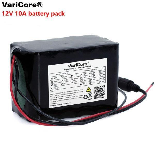 VariCore대용량 12 V 10Ah 18650 리튬 충전식 배터리 12 v 10000 mAh 75W LED 램프 제논 ues 용 BMS 포함