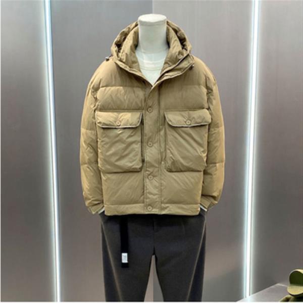 남자 짧은 후드 의류슬림 덕 다운 패딩 재킷, 가벼운 따뜻한 코트, 아웃도어 캠핑 툴링 대학 트레킹
