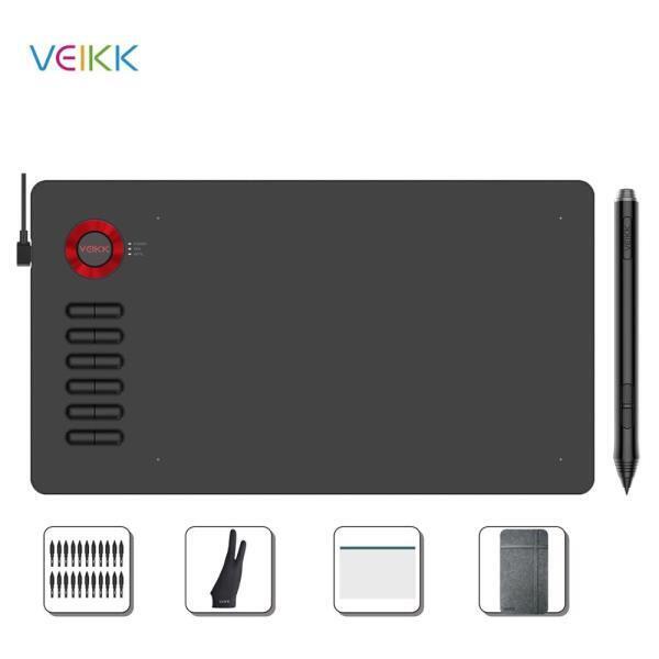 VEIKK A15 10x6 인치 드로잉 태블릿 8192 레벨 배터리없는 펜 지원 Windows Mac 안드로이드 디지털 그래픽 태블릿 드로잉 용