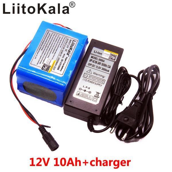 LiitoKala대용량 12 V 10Ah 18650 리튬 충전식 배터리 12 v 10000 mAh BMS 75W LED 램프 제논 ues