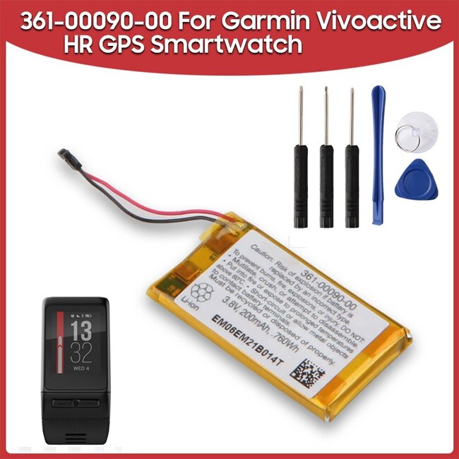 GARMIN VIVOACTIVE HR GPS 스마트 워치 충전식 배터리 용 오리지널 교체 200MAH 3610009000