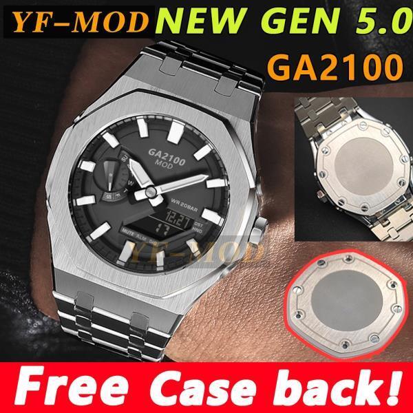 YFmod-GA2100 gen5 카시오ak Mod 메탈 베젤 키트 시계 케이스 시계 밴드 3 번째 스테인레스 스틸 GM2100 용 올 메탈 베젤 스트랩