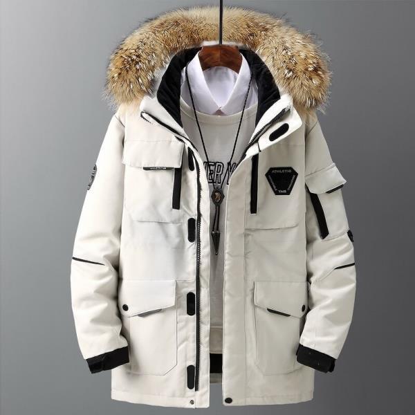 두꺼운 남성 다운 재킷 칼라 따뜻한 파카-30도 캐주얼 방수코트 사이즈 3XL