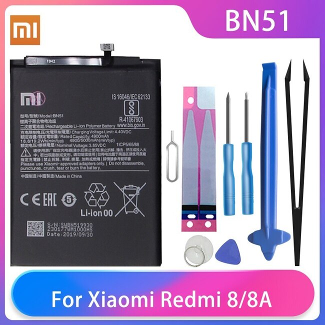 오리지널 XIAOMI REDMI 8 8A 전화 배터리 BN51 고용량 충전식 5000MAH  도구,