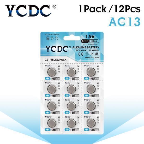 YCDC 12 AG13 LR44 357A S76E G13 단추 코인 셀 1.5V 알카라인 배터리 정제 배터리 단일 사용 시계 배터리