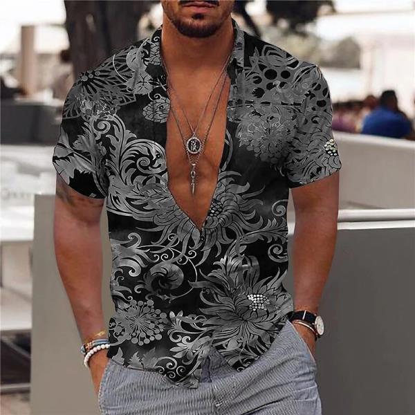 2022 하와이안 셔츠 남자 쇼트 비치 홀리데이 상의, 5xl 여름 블라우스 캐주얼 티 오버사이즈 의류 남성프린트 Camisa