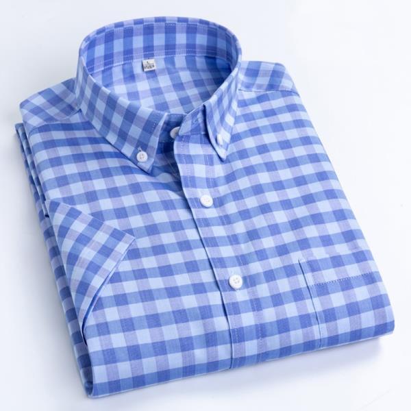MACROSEA-남성 캐주얼 셔츠, 레저 디자인 체크무늬 고품질 남성 사회 순면 반팔 BLN