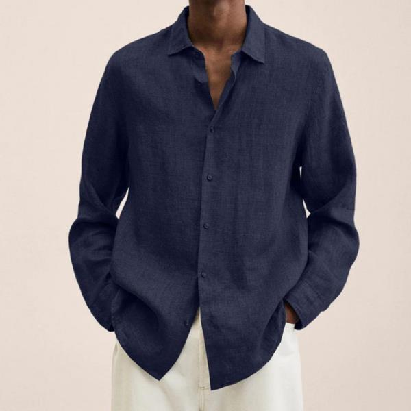 남자 티셔츠, 턴 다운 칼라 버튼 클로저 스킨 터치 퓨어 컬러 의상