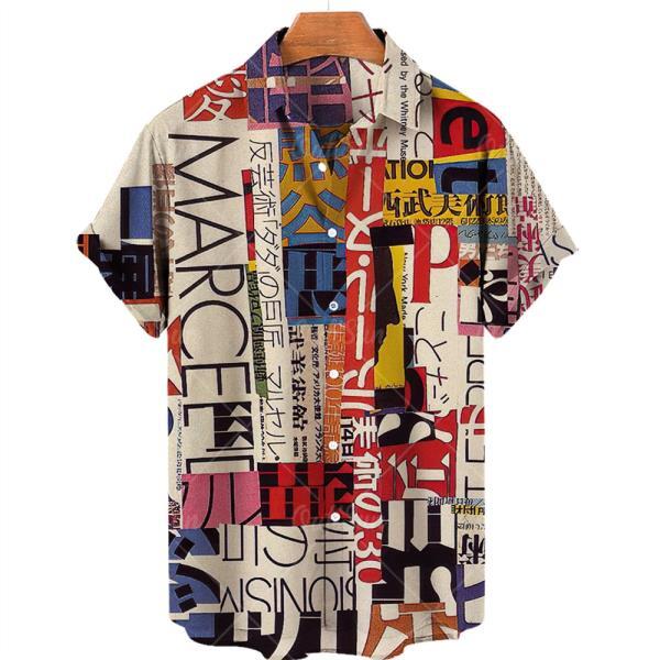 남성 슬림 반팔 옷깃 하와이안 셔츠, 비치 여행 특대 그래피티 꽃 여름