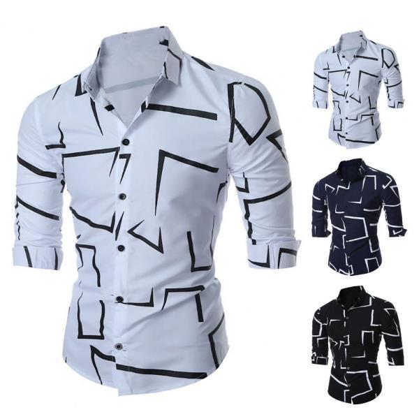 트렌디 봄 셔츠 슬림핏 남성 탑 콘트라스트 컬러 밀착형셔츠, 따뜻한