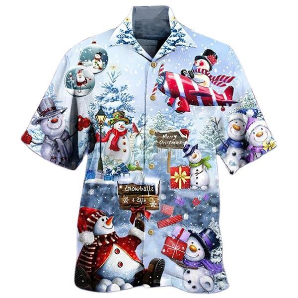 남자 크리스마스 셔츠, 눈사람 산타 프린트 2022 년 여름 반팔 파티 스트릿 할로윈 축제 의류 5xl