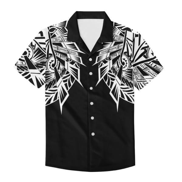 빅사이즈 Men#39s Polynesian Hawaii 루즈 캐주얼 반 단추 비치 셔츠 2022