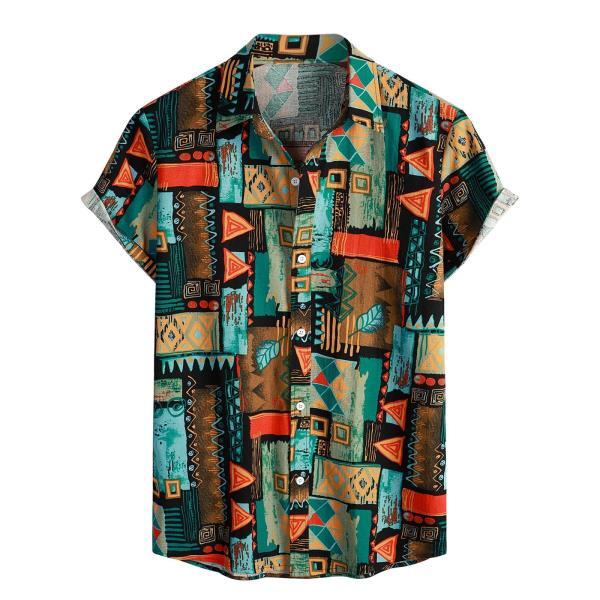 하와이 셔츠 비치 여름 짧은남자 하라주쿠 민족 프린팅 빈티지 옷 캐주얼 상의