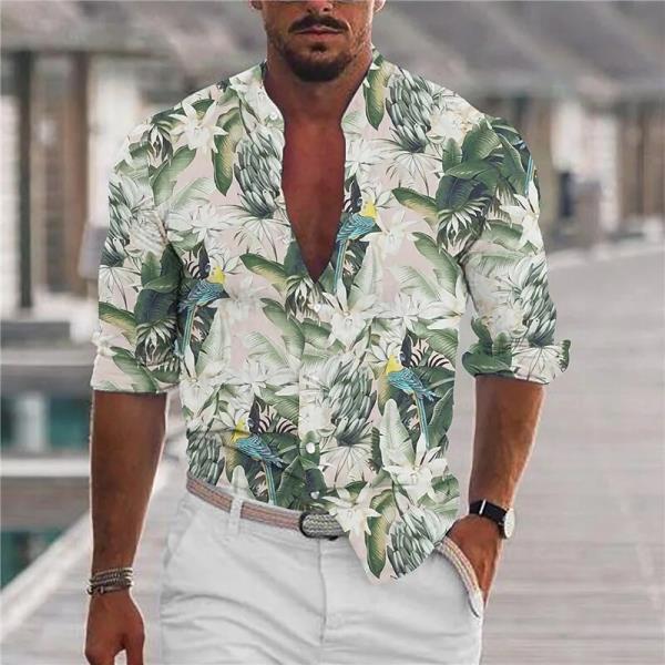 여름 남성 하와이안 셔츠프린트 비치 홀리데이 긴셔츠 캐주얼 상의 티셔츠, 남자 하라주쿠 블라우스 Camisa Y2k