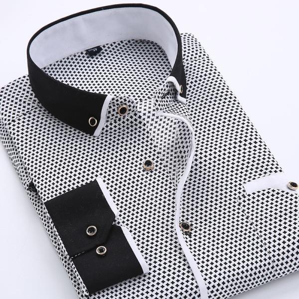 꽃버튼 다운 남성 셔츠2022 고품질 긴셔츠, 캐주얼 슬림핏 흑인 의류 드레스