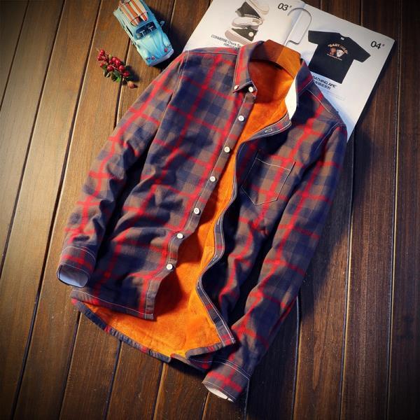 남성 긴팔 셔츠, 캐주얼 플러스 벨벳 두꺼운 체크 무늬 대형 트랜드 하라주쿠 따뜻한 재킷