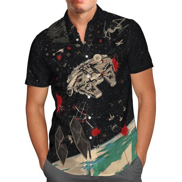 우주선비치 하와이안여름 남성 셔츠 반 스트릿 Oversized 5XL Camisa Social Homme-128