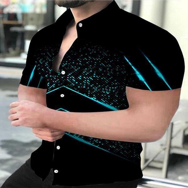 럭셔리 남자 셔츠 남성 여름 하와이 프린팅 사회 캐주얼 싱글 버튼 슬림 블라우스 망 디자이너 의류