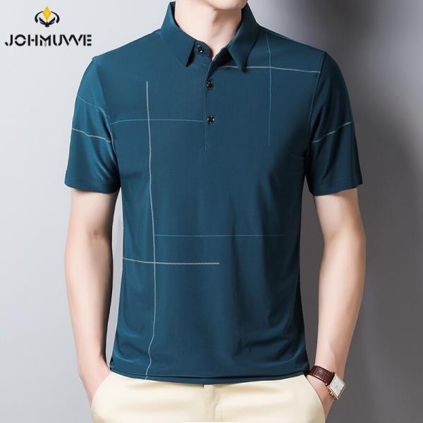 JOHMUVVE02Ariival 남자폴로 티셔츠 반팔 캐주얼 비즈니스 코튼 의류 여름