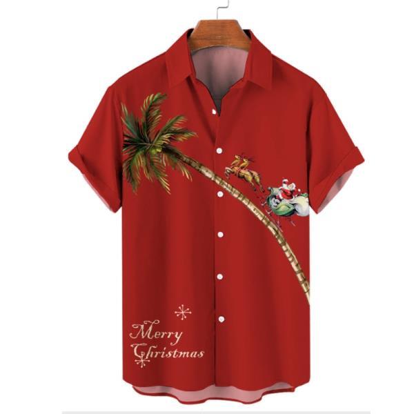 Molilulu-남자 루즈핏 하와이안 셔츠,디자인 패턴 반팔 통기성 리미티드 크리스마스용