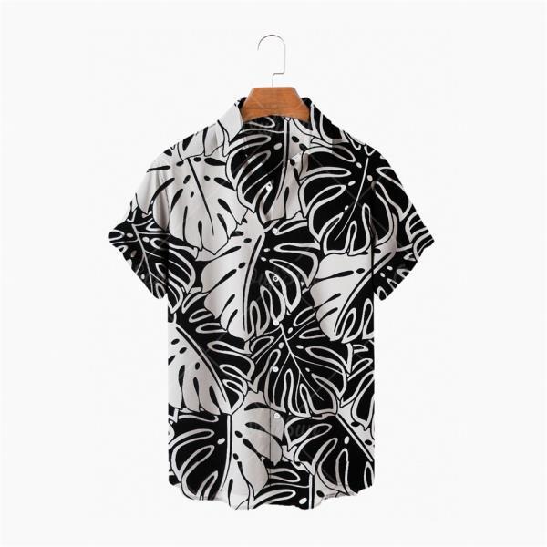 남성 하와이 셔츠 캐주얼 컬러 프린트 비치 알로하 반 XL Camisa Hawaiana Hombre