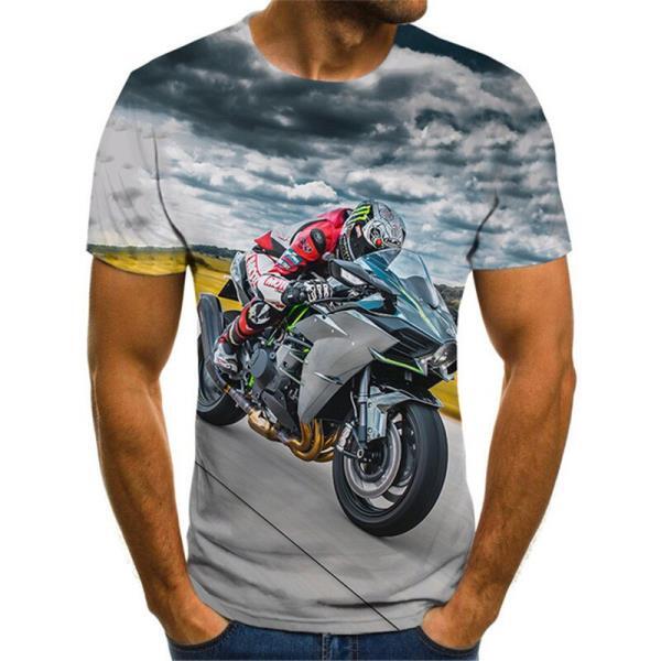 Moto amp Biker 남자 티셔츠Locomotive Street Hip Oversized T Shirt 반팔 라운드 넥 오토바이 패턴 티 빅 사이즈, 모터사이클 바이커 스트리