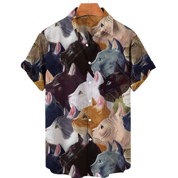 동물의 매력적인 귀여운 스타일 남자 티셔츠 반팔 하와이 비치 플라워 캐주얼 넥 탑 t