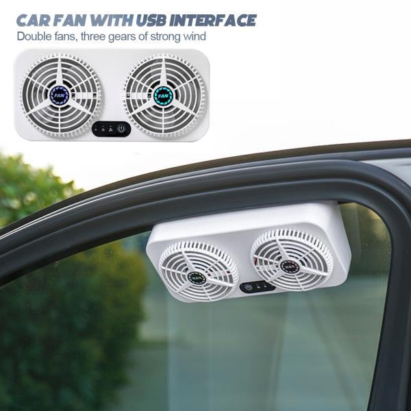 Car USB 3Gears Cooling Fan Window Plug Windshield Vent Air Auto Ventilator