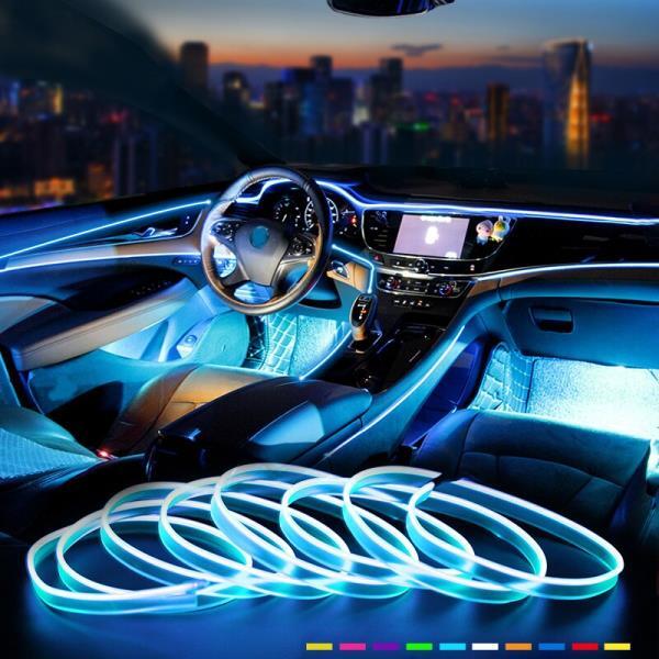 5m 자동차 인테리어 분위기 조명 LED 스트립 5V DIY 플랙시블 EL 네온 콜드 라이트 라인 튜브 USB 장식 앰비언트 램프, 차량 내부