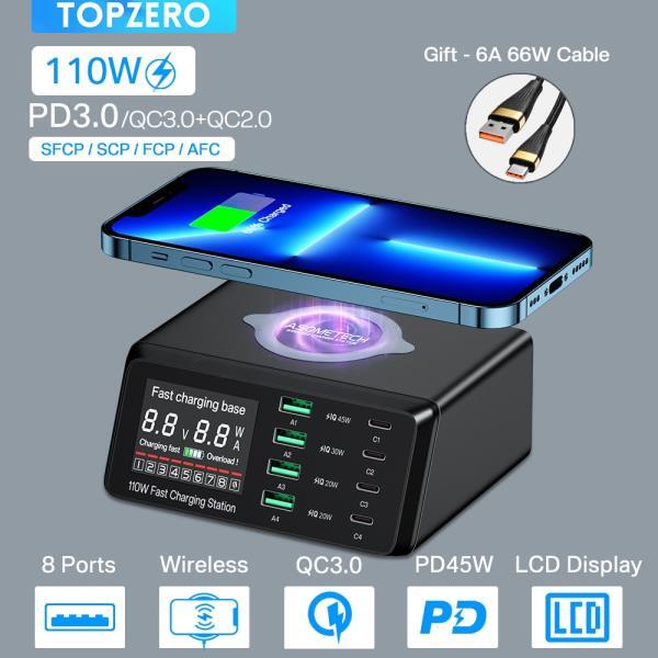 110W 멀티 USB 무선 충전기 PPS QC PD USB C  충전 스테이션 전화 충전기 어댑터, 아이폰 13 샤오미 삼성