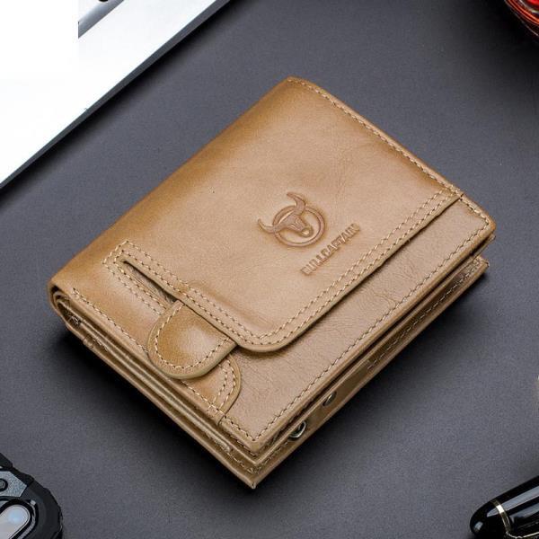 Men Leather Wallet Cowhide Designer Male Purse Vintage ID Card Holder Luxury Money Bag