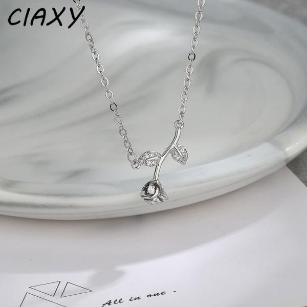 CIAXY-여자을왕자의 장미 목걸이, 로맨틱 리프 지르콘 미니 꽃 펜던트 초커쥬얼리