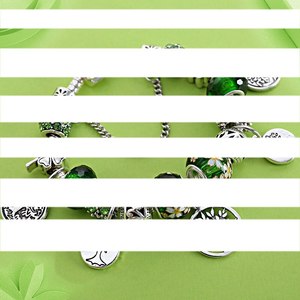 티베트어 실버 트리 생명의 패션 구슬 팔찌 녹색 잎 꽃 크리스탈 매력 &amp; 쥬얼리 B-F