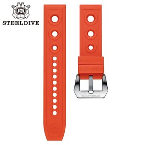 STEELDIVE 브랜드 고무 스트랩 20MM 22MM 교체용 시계 밴드 자동 팔찌 스틸 버클 다이빙