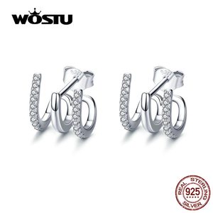 WOSTU 2019 새로운 도착 100  진짜 925 스털링 실버 러브 회전 스터드 귀걸이 여성을위한 큐트 스퀘어 지르콘 CQE585