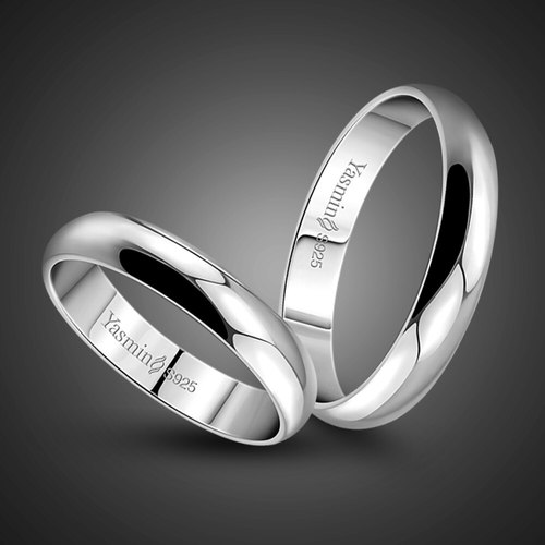 간단한 결혼 약혼 반지 100  925 스털링 실버 커플 여성와 남자 싱글 링 도매 솔리드 주얼리 선물
